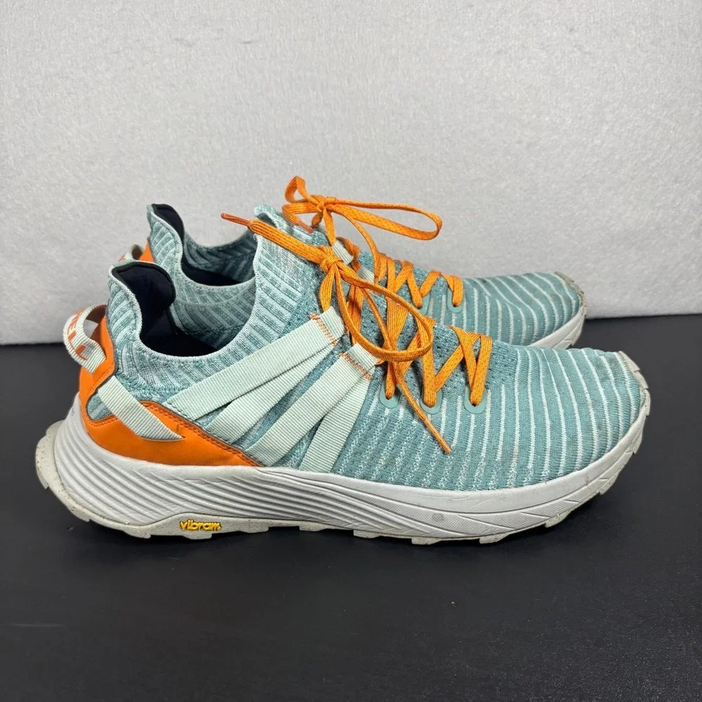 Merrell Embark Lace Mens 13 Blue Orange Trail Running Shoes Vibram Knit J067217